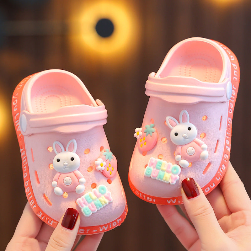 Children's slippers summer girls cute soft bottom non-slip children's sandals and slippers for children infants baby baby hole shoes boys