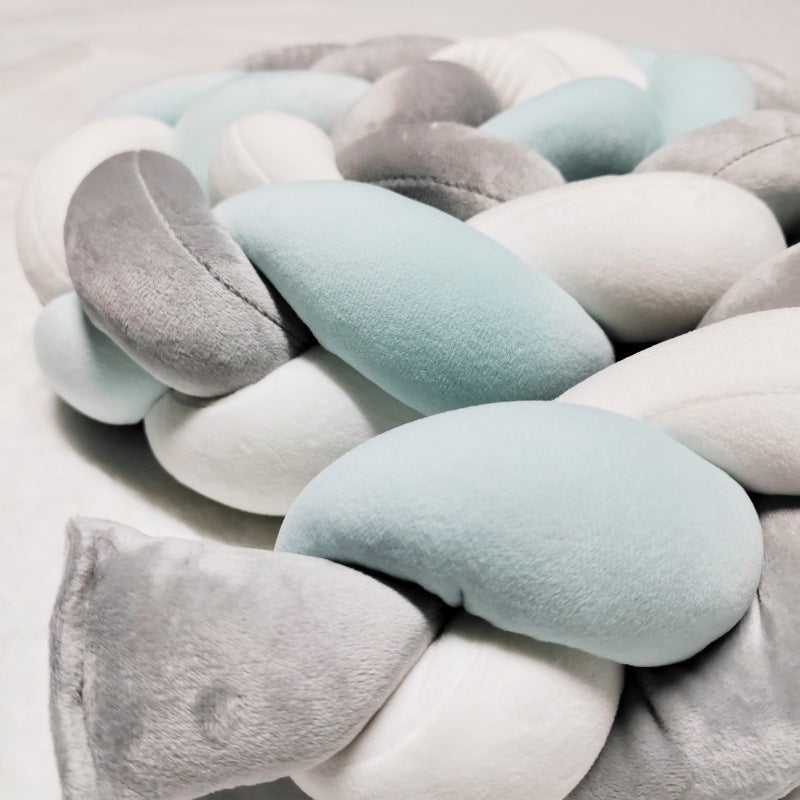 Baby crib surround ins new hand-woven long knotted ball three-strand braid anti-collision soft bag baby crib surround