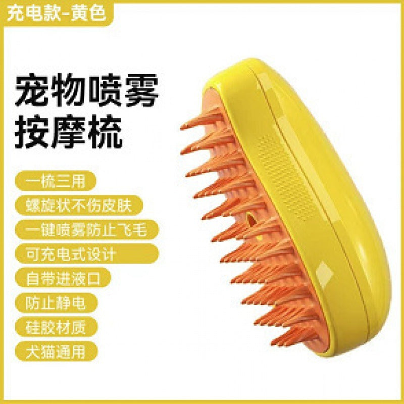 New cross-border mango pet comb cat and dog electric spray brush massage comb one-button spray anti-flying hair massage wash