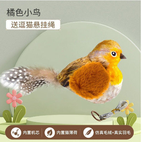 Cat teaser stick simulates a bird cat toy that can make a sound to relieve boredom, scratch-resistant and bite-resistant pet supplies