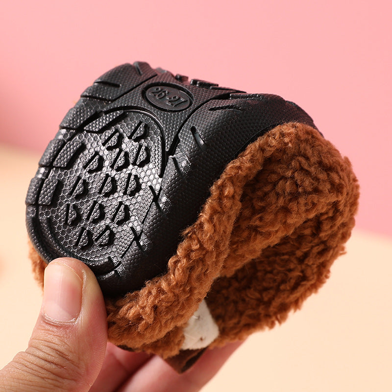 Plush children's men and women's floor socks shoes baby non-slip bottom thickened autumn and winter new cotton shoes indoor home cotton slippers