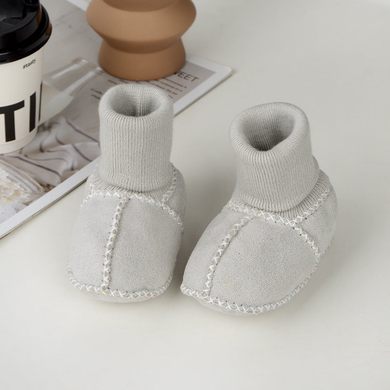 Baby toddler shoes soft sole winter 0-1 years old warm imitation sheepskin fur integrated baby shoes floor socks indoor shoes