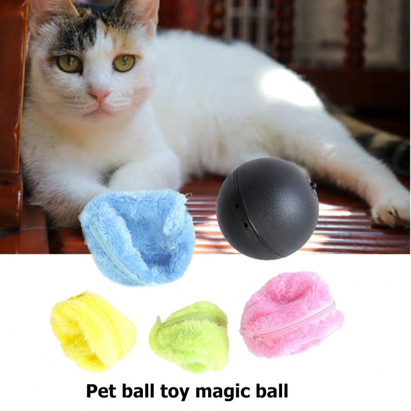 Pet dog cat plush rolling toy plush ball rolling ball fur ball smart dust removal toy rolling ball