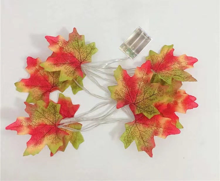 LED Halloween Simulation Maple Leaf Light String Thanksgiving Harvest Festival Holiday Garden Decoration Maple Leaf Pumpkin Light String