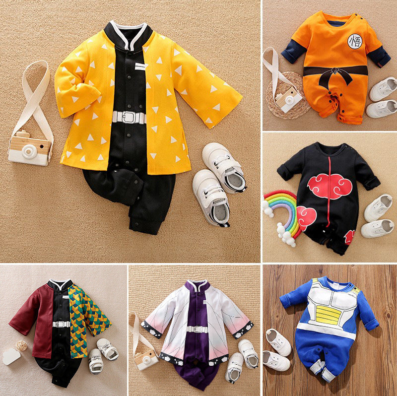 Baby Spring and Autumn Clothing Cotton Long Sleeve Harness Category A Outerwear Animation Themed Newborn Onesie Romper