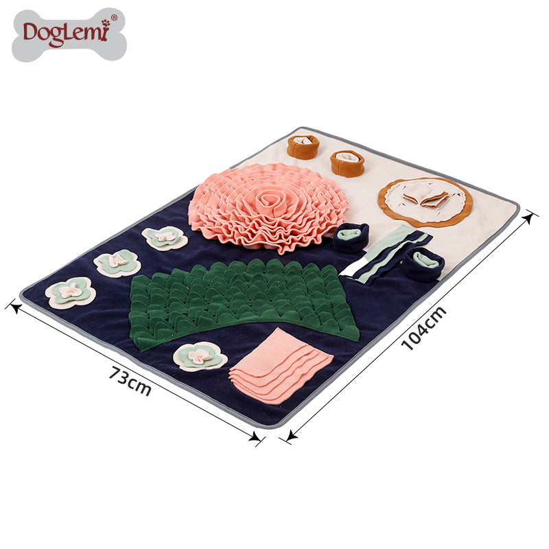 Western-style dining table pet sniffing mat Tibetan food puzzle plush dog toy training decompression extra large dog sniffing mat