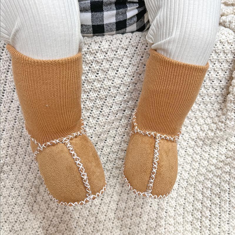 Autumn and winter newborn baby toddler shoes non-slip thickened anti-wool boys and girls do not fall off socks shoes soft sole
