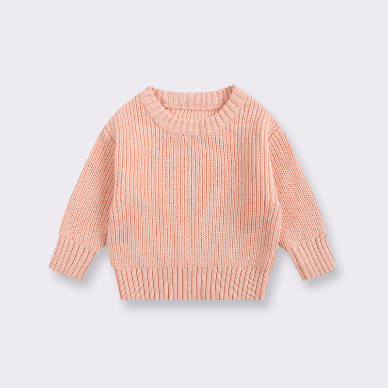 Baby sweater round neck boys pullover girls spring autumn winter baby base knitted sweater children's sweater base shirt