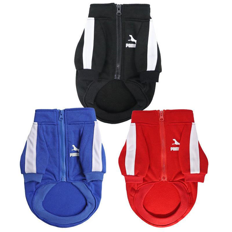 Pet zipper clothes casual trendy brand sweater autumn and winter thin fleece sportswear Teddy Pomeranian clothes wholesale