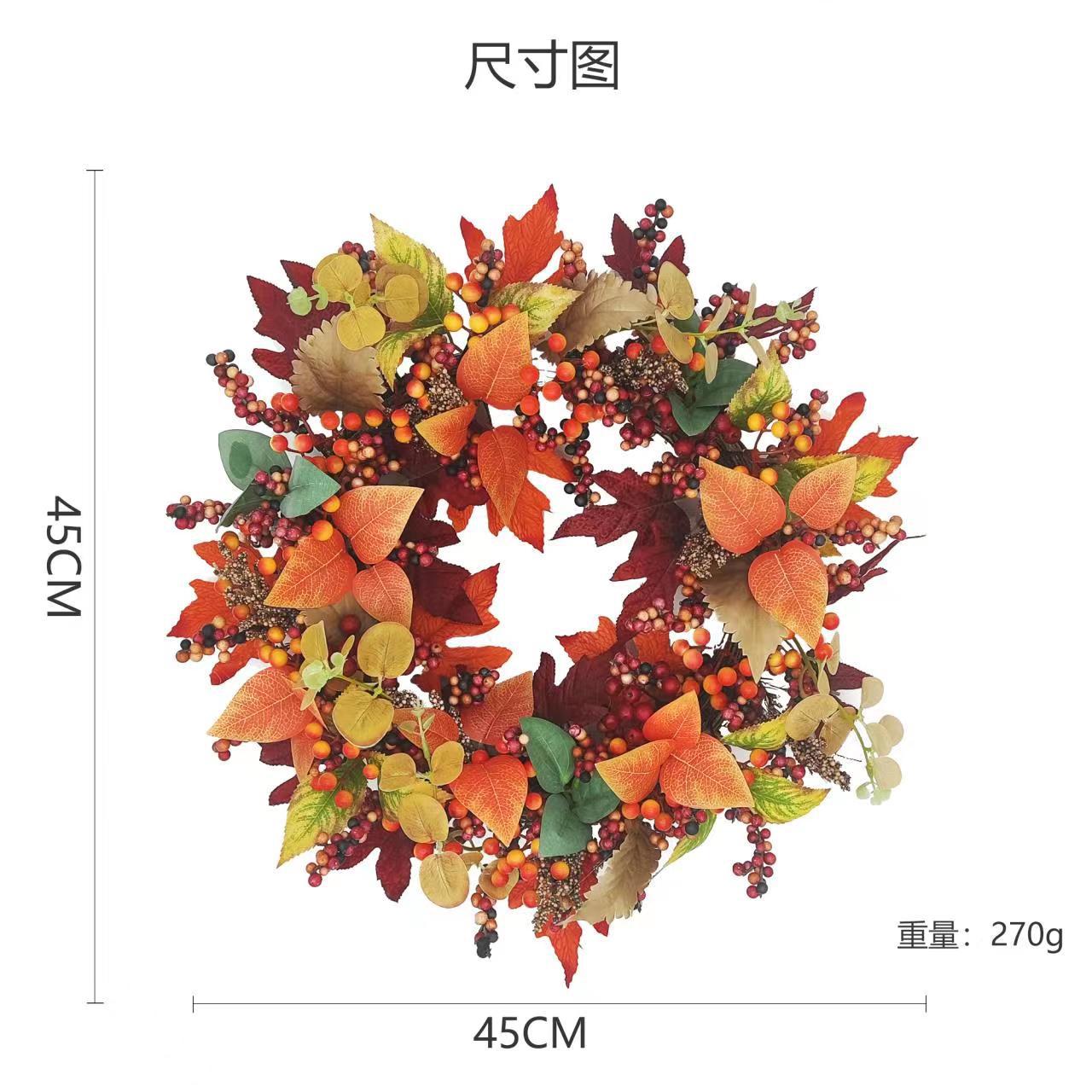 Zonghong cross-border new autumn vine wreath wholesale Thanksgiving Halloween decorations home door hanging door decoration