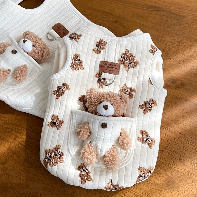 Bixin pet cotton coat can pull cats and small dogs Teddy Bichon Pomeranian autumn and winter clothes dog clothes winter