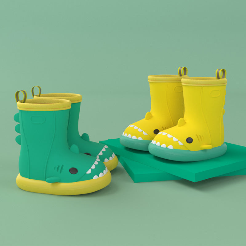 Cartoon shark children's rain boots girls baby non-slip rain boots children's cute water shoes waterproof children's rubber shoes
