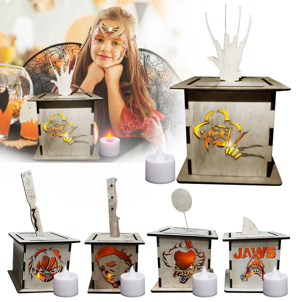 Wooden lantern ornaments Halloween horror character wooden lanterns can be used for Halloween party decorations