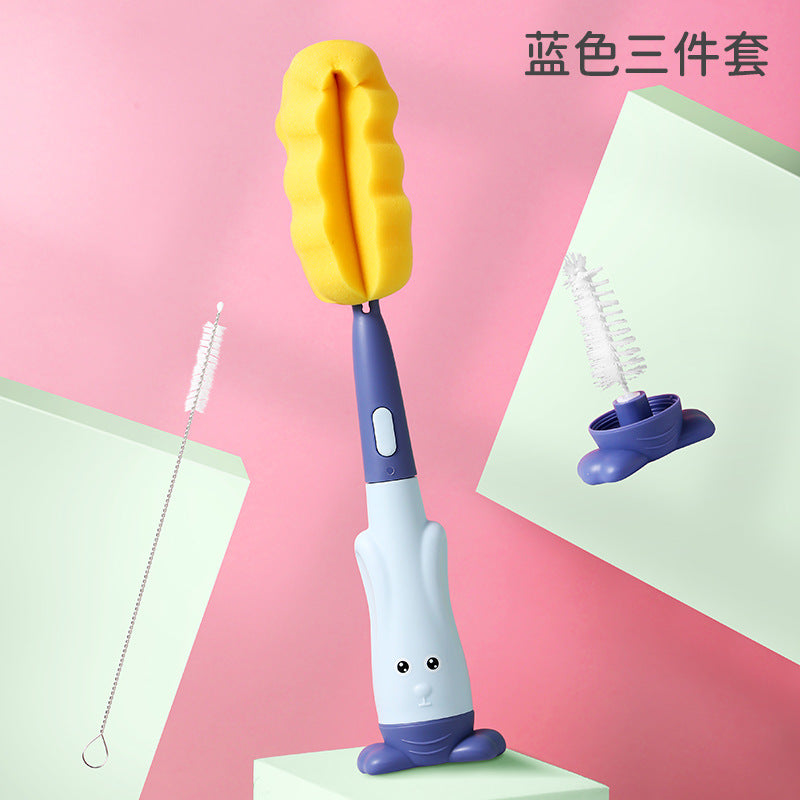 Baby bottle brush penguin three-in-one bottle brush straw brush pacifier brush set water cup cleaning brush spot wholesale