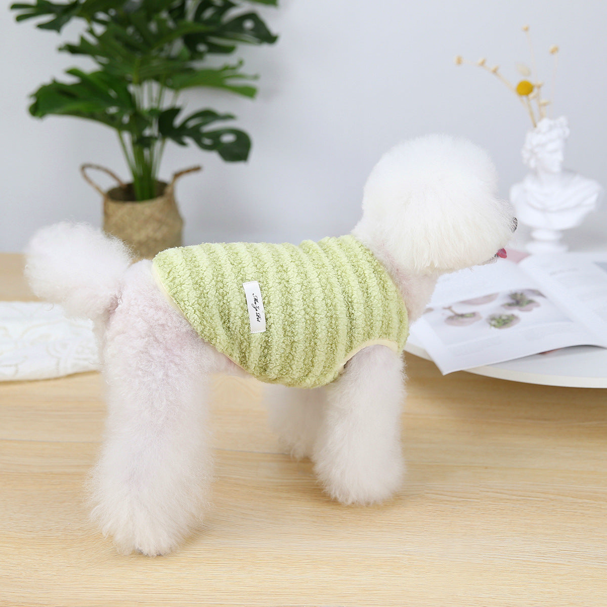 Autumn and winter small dog clothes pet Teddy Bichon striped vest pet clothing cat clothing plus velvet wholesale