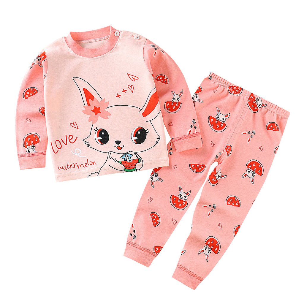 Children's underwear set cotton pajamas girls baby long johns cotton boys home clothes children's clothing wholesale