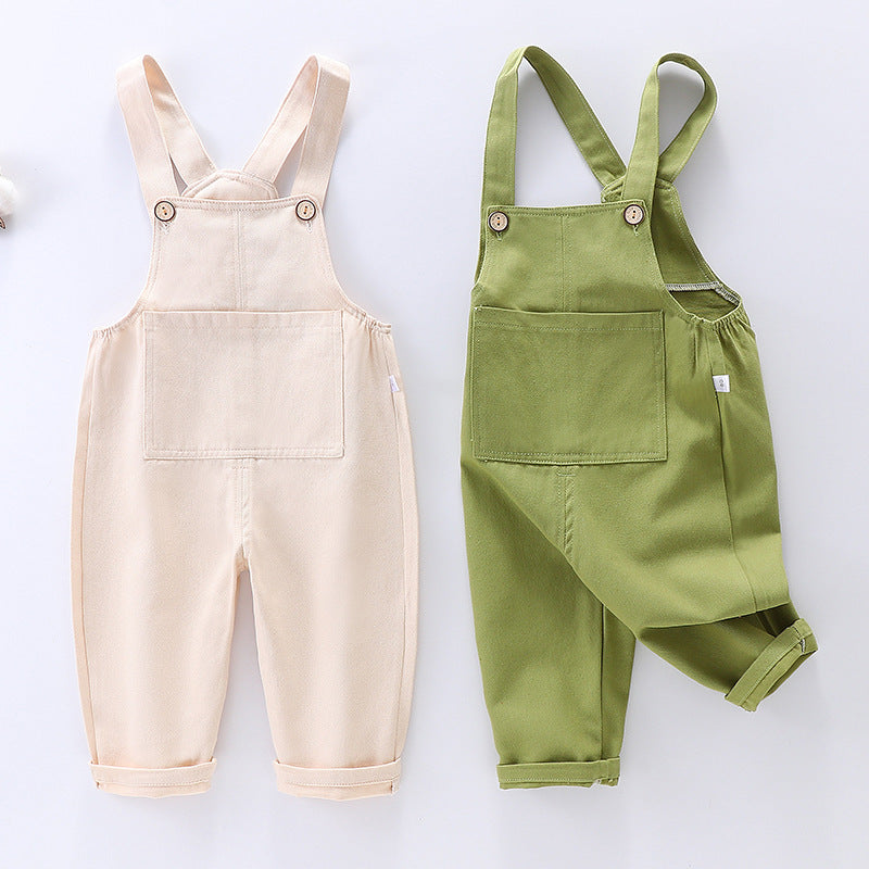 2025 new style children's overalls spring thin open crotch baby trousers small and medium children's casual pants boys and girls pants