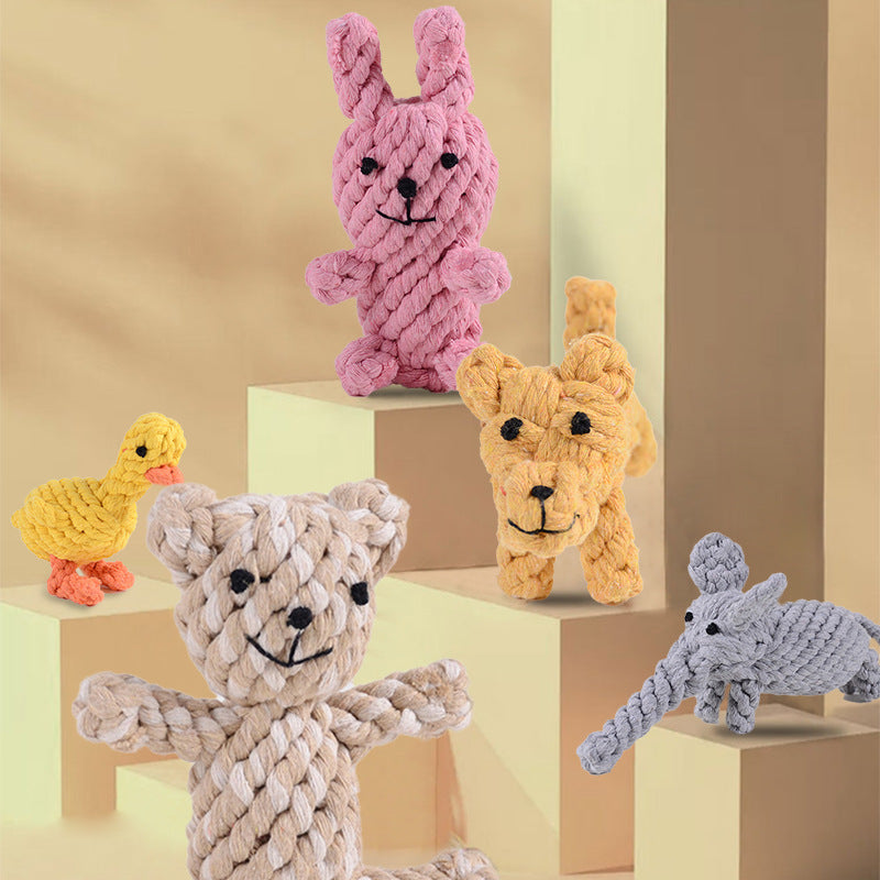Factory direct sales of pet cotton rope toys, dog teething and chewing resistant toy ropes, hand-woven to relieve boredom and interactive toys