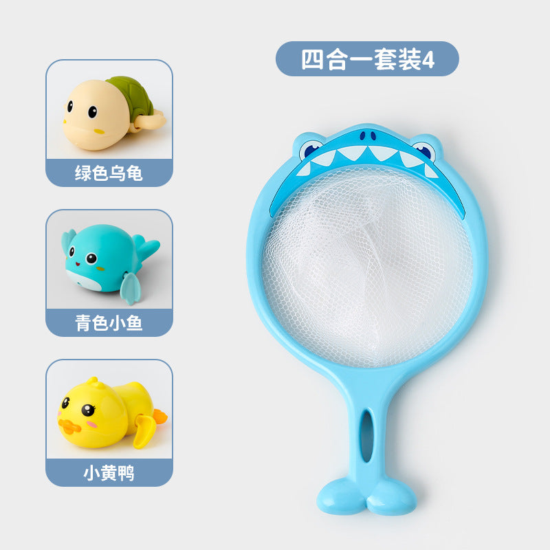 Douyin hot selling children's bathroom water swimming little penguin crab chain cool swim baby bath water toys