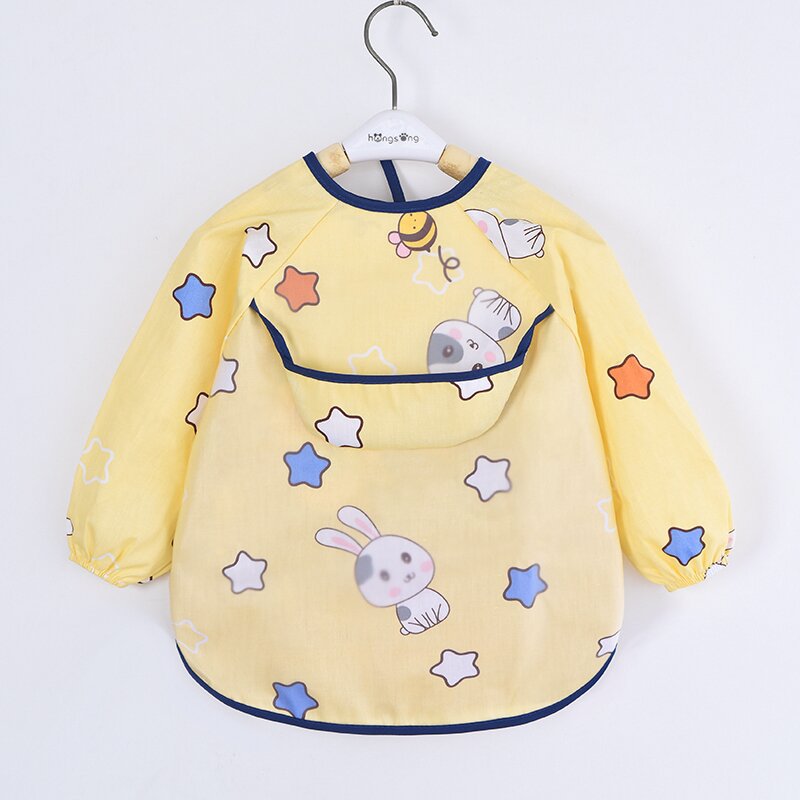 Summer pure cotton thin baby eating smock apron kindergarten waterproof anti-dirty smock bib reverse wear bib
