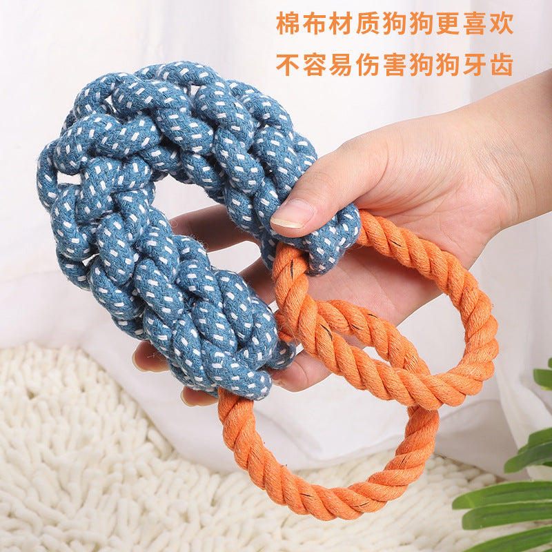 Amazon pet toy cotton rope corn cob cotton dog toy dog teeth cleaning hand-woven toy chew rope