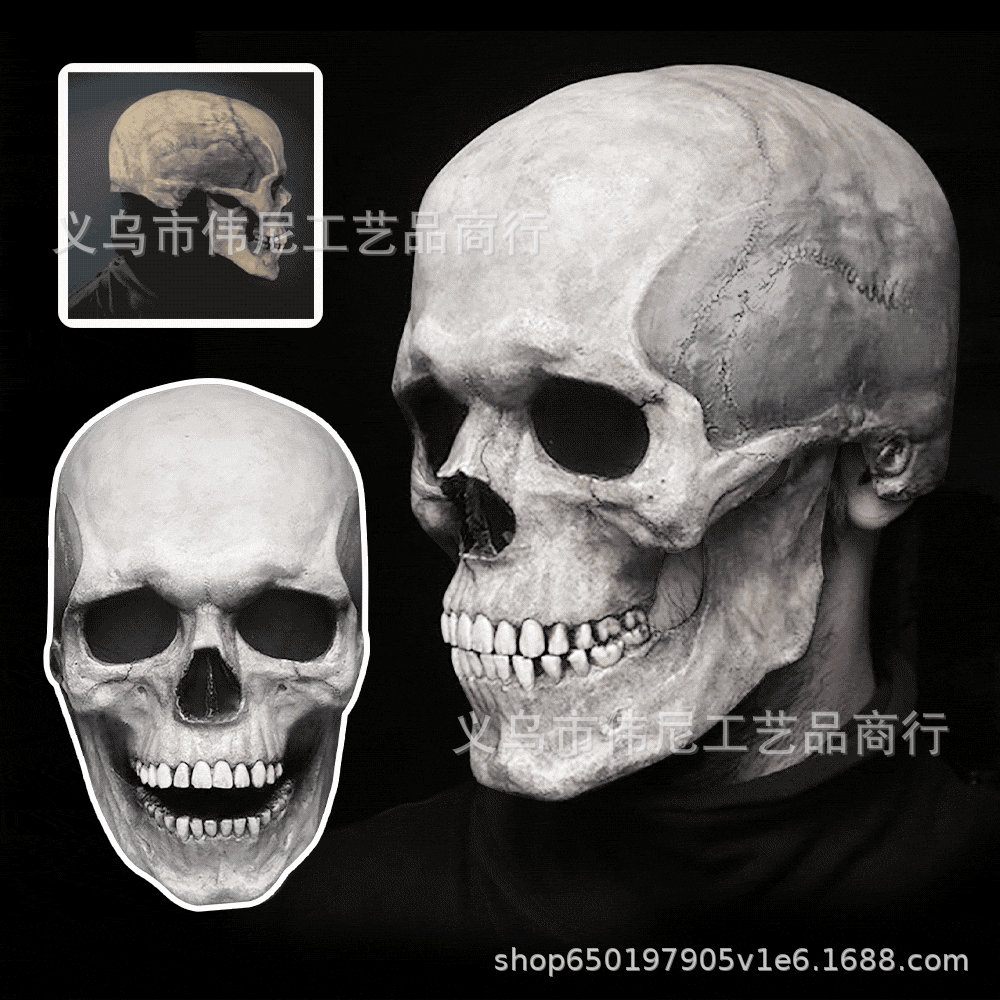 2021 Cross-border Independent Station New Halloween Horror Adult Skull Movable Mouth Mask Manufacturer Source