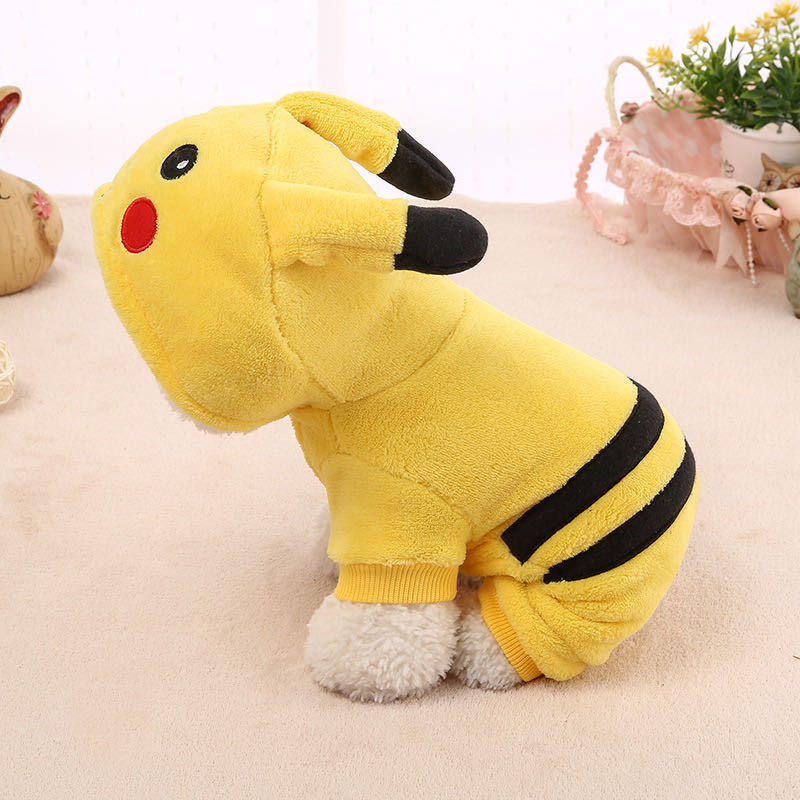 Puppy dog clothes Teddy French bulldog Corgi warm autumn and winter clothes puppy clothes Pikachu pet cat four-legged clothes