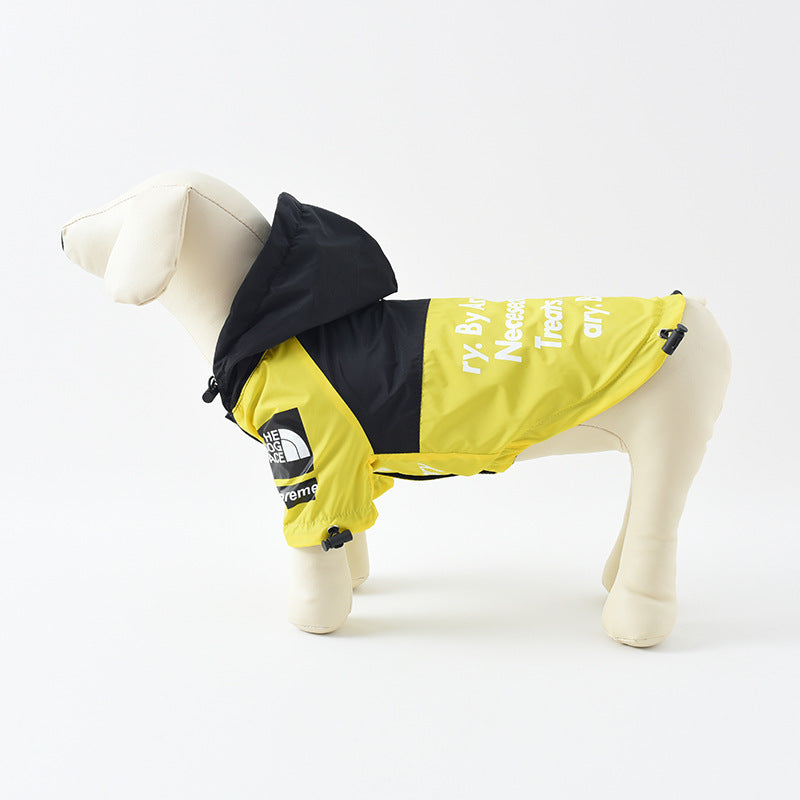 Cross-border new pet clothes dog jacket rainproof breathable two-legged hooded clothing one piece drop shipping