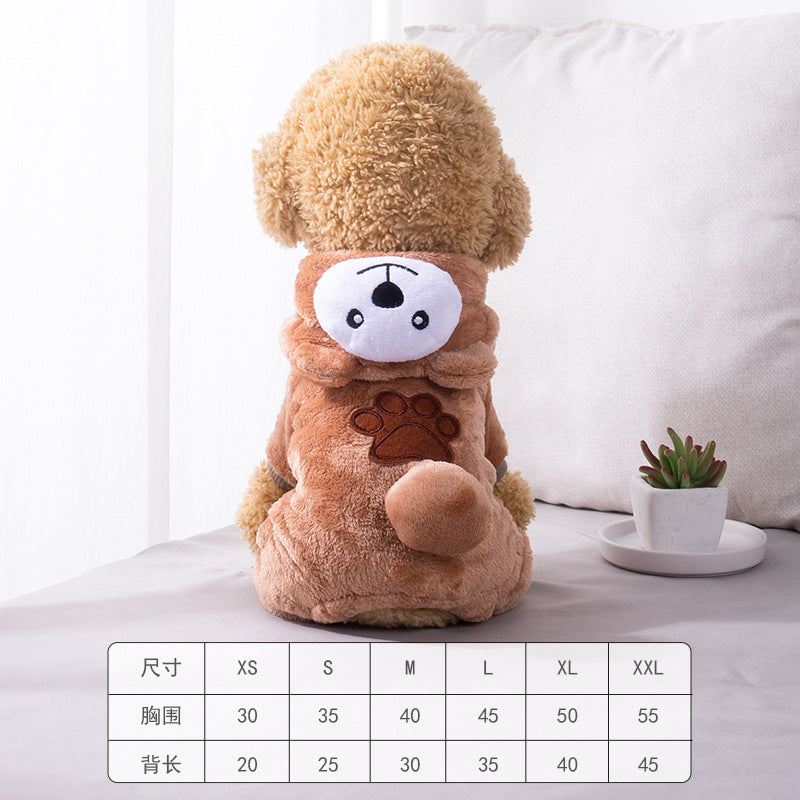 Pet clothes transformation clothes coral fleece autumn and winter dinosaur four-legged dog winter clothes cat pet clothes wholesale