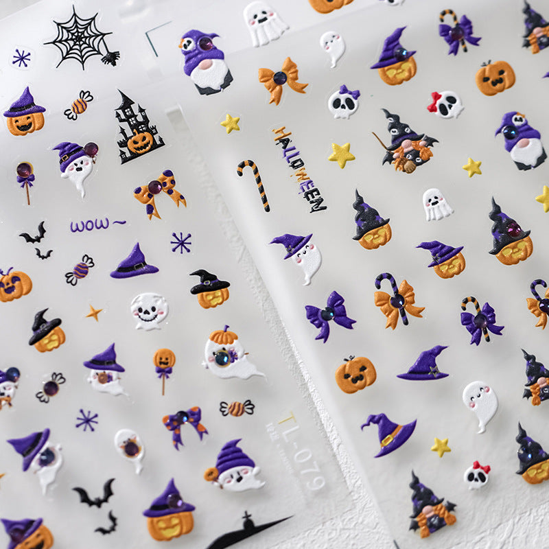 tensor new process Halloween pumpkin nail stickers ins adhesive nail stickers exquisite diamond series TL-079