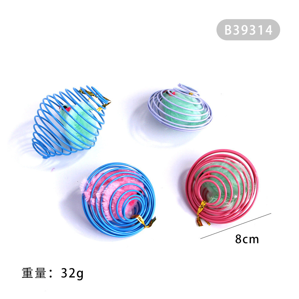 Summary of cat toy combination accessories Plastic bell ball flower drum rainbow ball feather mouse pet cat toy