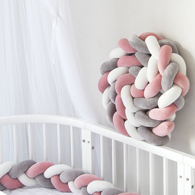 Baby crib surround ins new hand-woven long knotted ball three-strand braid anti-collision soft bag baby crib surround