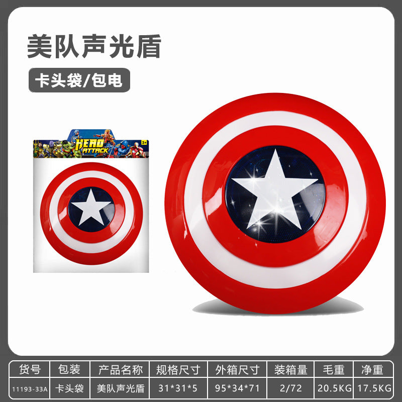 Cross-border Captain America shield launcher deformable boy luminous ejection Marvel Halloween soft bullet toy