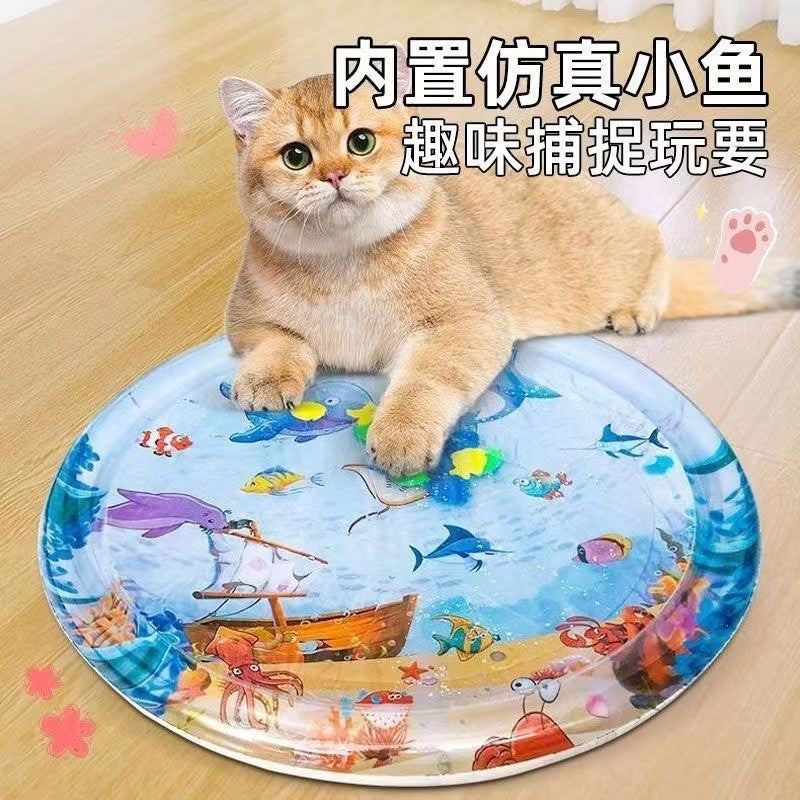 Cat water mattress pet pat water pad large dog inflatable water injection ice pad cool thick anti-catch fish toy