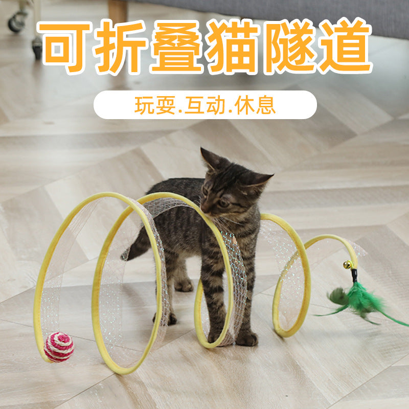Pet Products Amazon New Type S Cat Tunnel Toy Foldable Channel Self-Hi Cat Toy