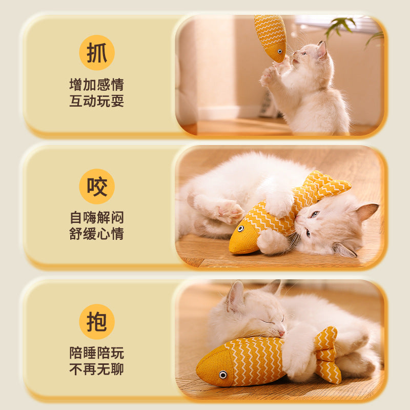 Extra Large Pet Catnip Fish Toy Cat Toy Cat Toy Cat Sackcloth Fish Self-Hi Catnip Doll Cat Toy
