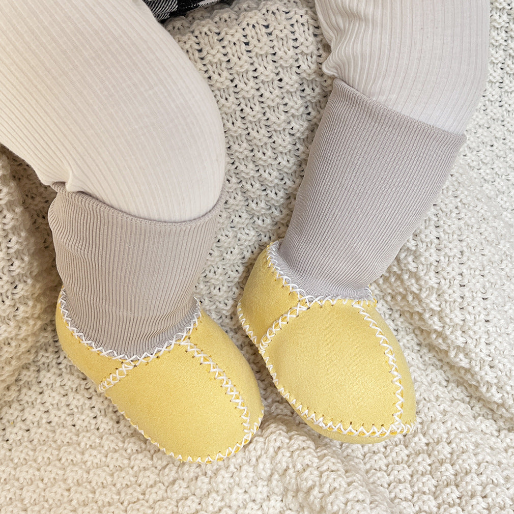 Autumn and winter newborn baby toddler shoes non-slip thickened anti-wool boys and girls do not fall off socks shoes soft sole