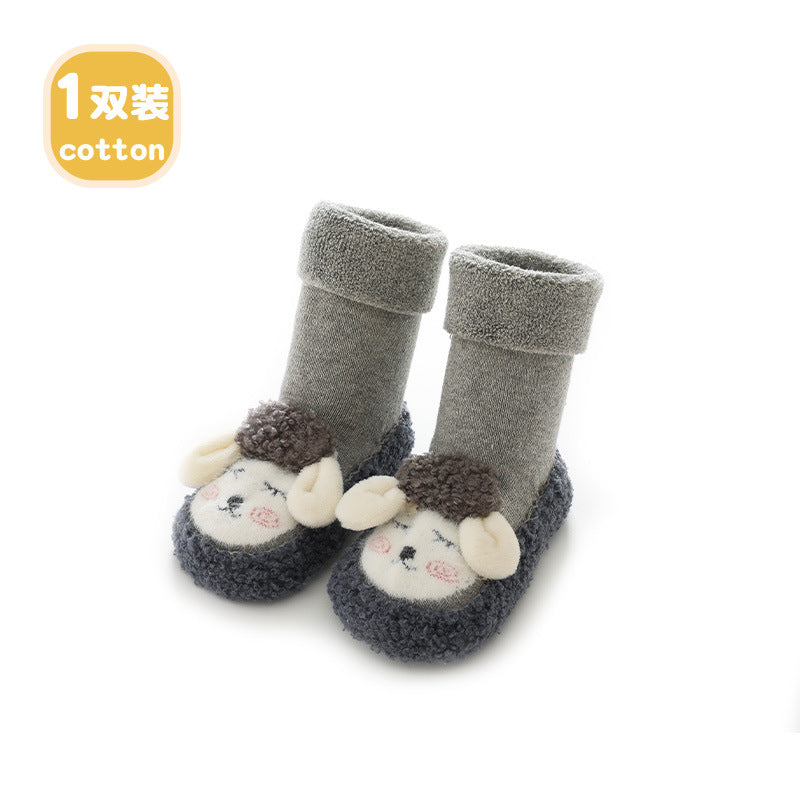 Liu Chengxing floor socks baby autumn and winter terry thickened children's toddler shoes and socks sets cartoon non-slip baby socks shoes