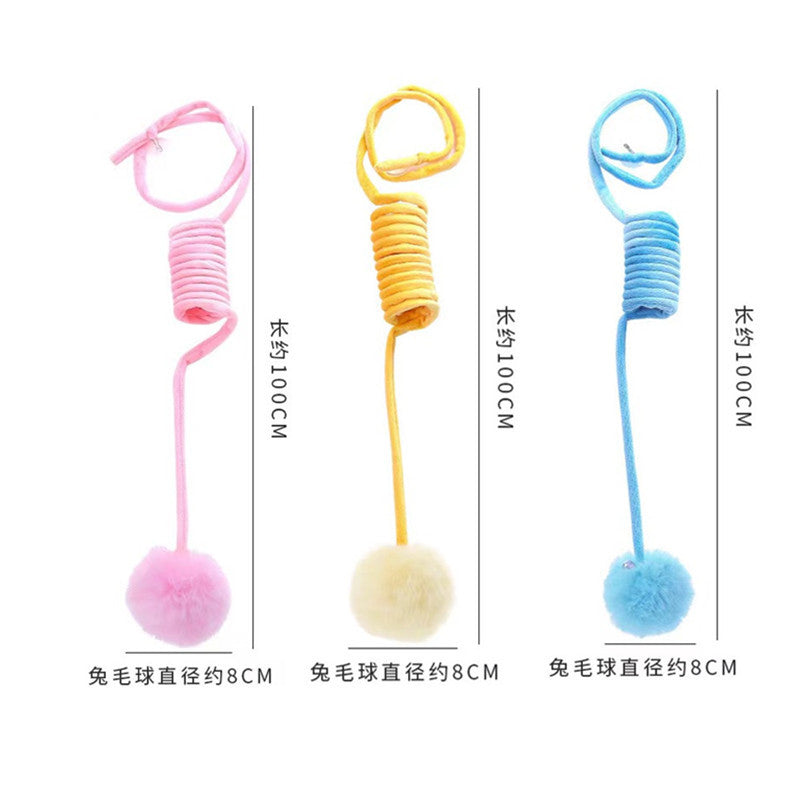 Pet cat toys self-hi suction cup spring rabbit hair ball interactive toys cat toys factory spot cross-border cat toys