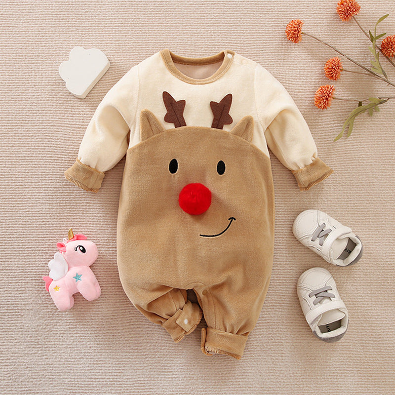 Autumn and winter Christmas baby jumpsuit baby clothes long-sleeved newborn crawling clothes baby Christmas clothing cross-border