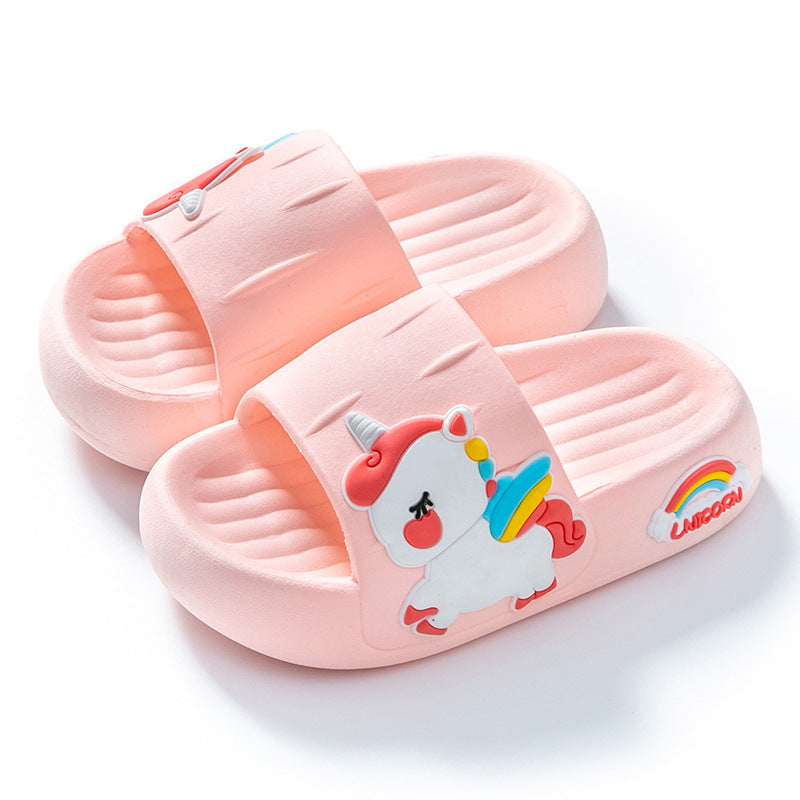 Children's slippers that feel like stepping on shit, summer girls' indoor home soft-soled cute unicorn baby little girl's slippers