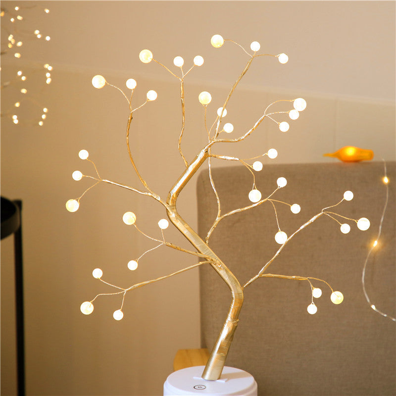 Amazon Creative LED Pearl Tree Light Gypsophila Birthday Gift Bedroom Christmas Decoration and Arrangement Night Light