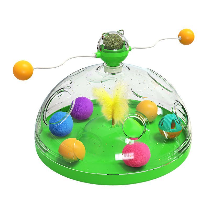New Amazon pet supplies manufacturers wholesale company cat teaser stick treasure box cat windmill mint ball toy