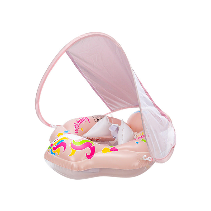 New style baby lying circle with roof children's swimming circle heightened airbag anti-rollover sunshade baby inflatable seat ring