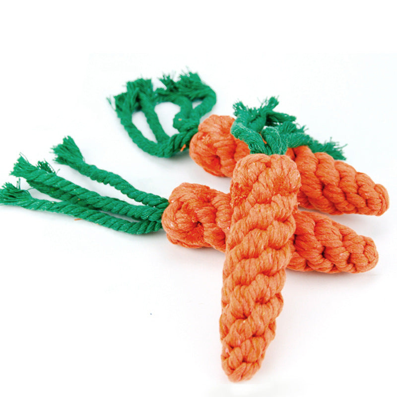 Pet cotton rope toy dog hand-woven cotton rope carrot dog teeth cleaning and chewing pet toy