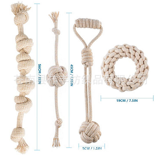 Amazon hot selling pet toy ball cross-border toy decompression toy set cotton and linen dog manufacturer wholesale