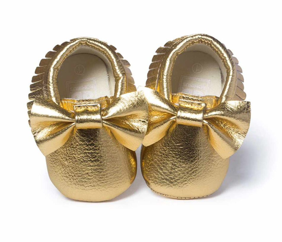 Same style for Xiaoqi! Bowknot PU texture handmade soft bottom tassel toddler shoes baby shoes original single spring and autumn