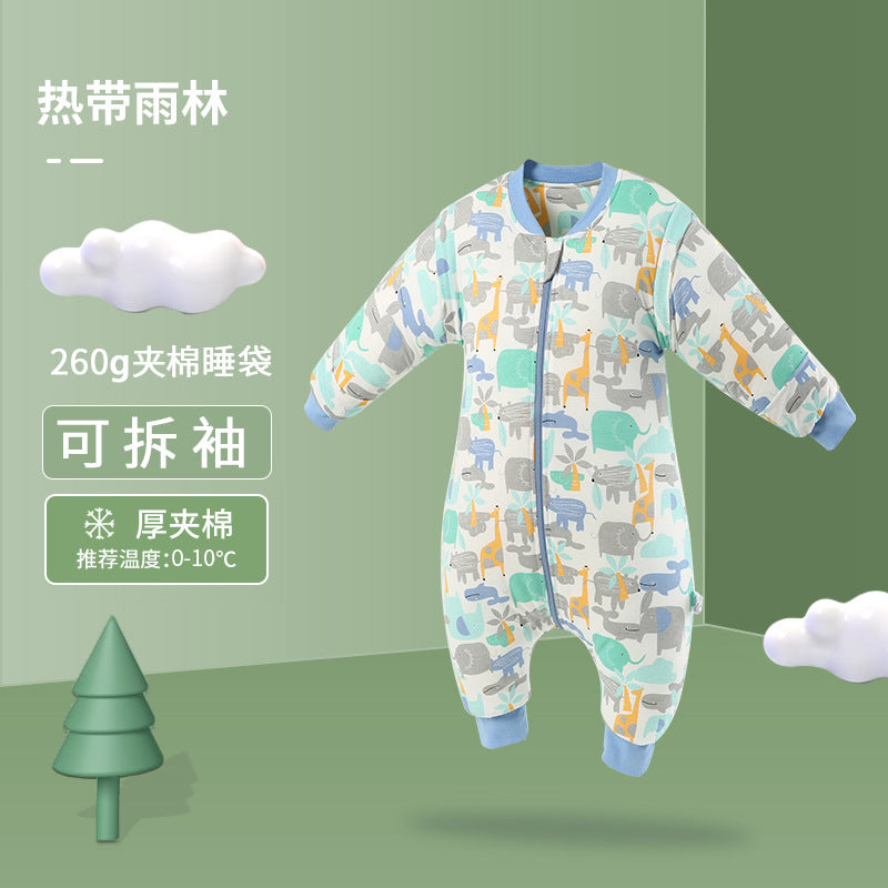 Bazaitu cross-border infant baby anti-kicking blanket pure cotton anti-startle thickened autumn and winter children's split-leg sleeping bag