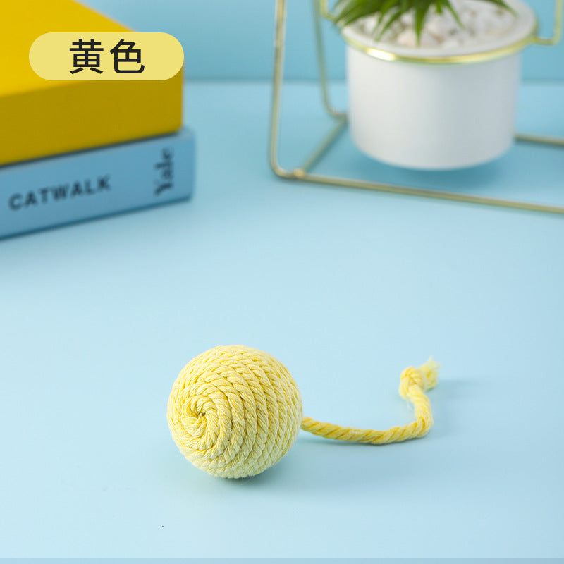 Pet Handmade Chewing Toy Hand-Pull Long Tail Cotton Ball 5cm Dog Leash Small Dog Chewing Toy Factory Wholesale