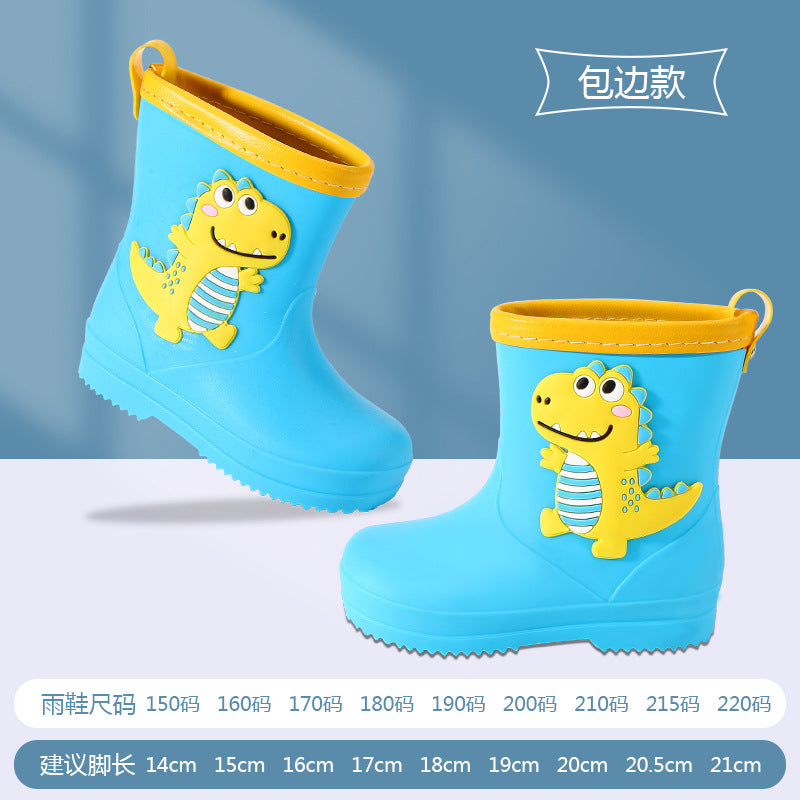 Children's rain boots kindergarten baby new style girls non-slip waterproof rain boots drawstring boy water shoes cartoon high
